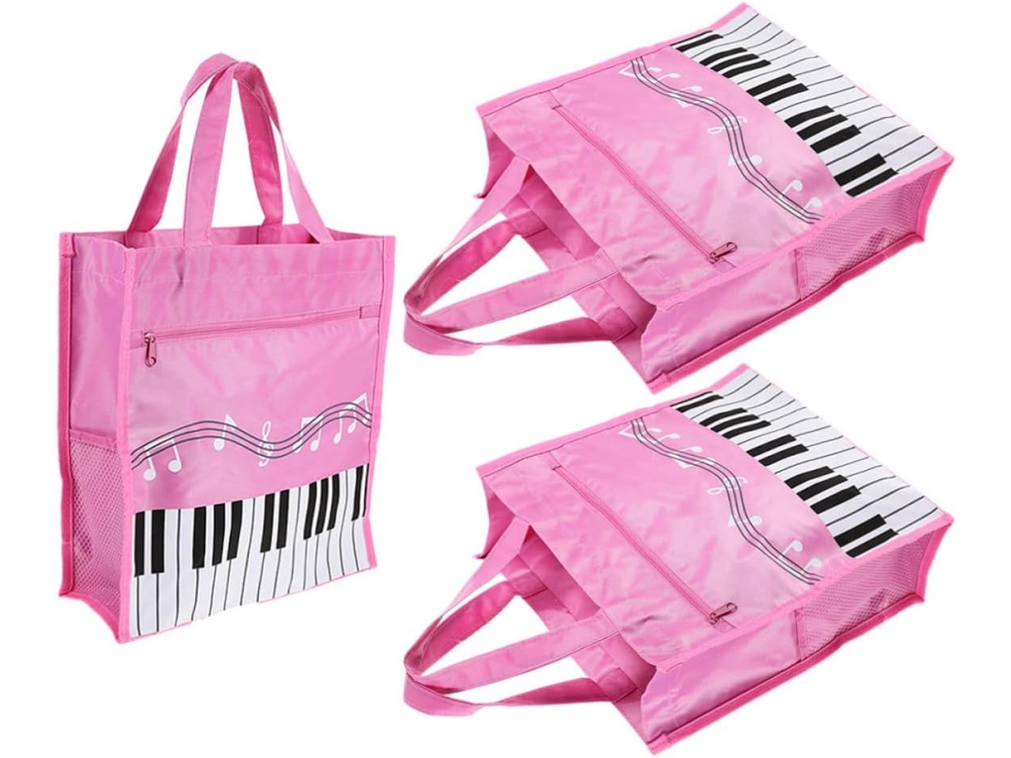 Conjunto De 3 Sacolas De Compras Reutilizáveis, Rosa, Tema Musical