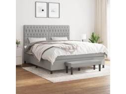 Vidaxl Cama Com Molas/colchão 180x200 Cm Tecido Cinzento-claro