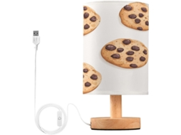 Luminária De Cabeceira Led Pequena Skyshu Com Base Madeira Antiderrapante E Cúpula Que Não Agride Os Olhos, Ideal Para