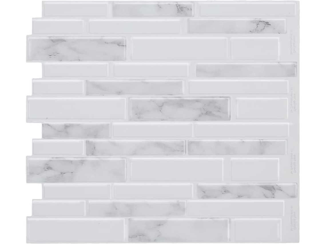 Backsplash de mármore autoadesivo, 10 folhas de ladrilhos autoadesivos 3D Slowmoose Premium