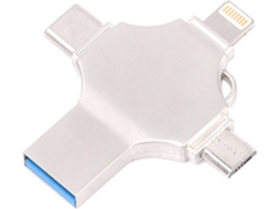 Pen USB  Metal Cross 4 in 1 (256 GB - Lightning, Micro USB, USB-C - Prateado)