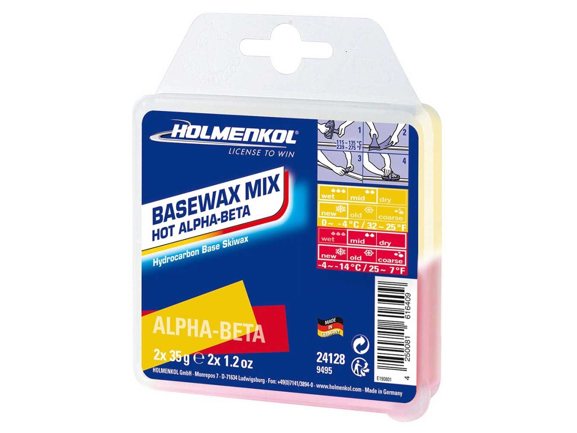 HOLMENKOL Cera Basewax Mix Hot Alpha-beta 0°c/-14°c 2x35 Gr Colorido