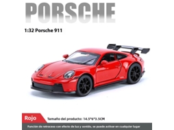 Miniatura de Carro Esportivo em Escala 1:32, Porsche 911 Gt3 Rs, com Efeitos de Som e Luz. MDUG (vermelho)