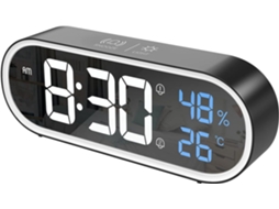 Despertador digital, relógio digital LED, grande visor de horatemperaturaumidade, 40 toques, carregamento USB, despertador branco Liptaptyn