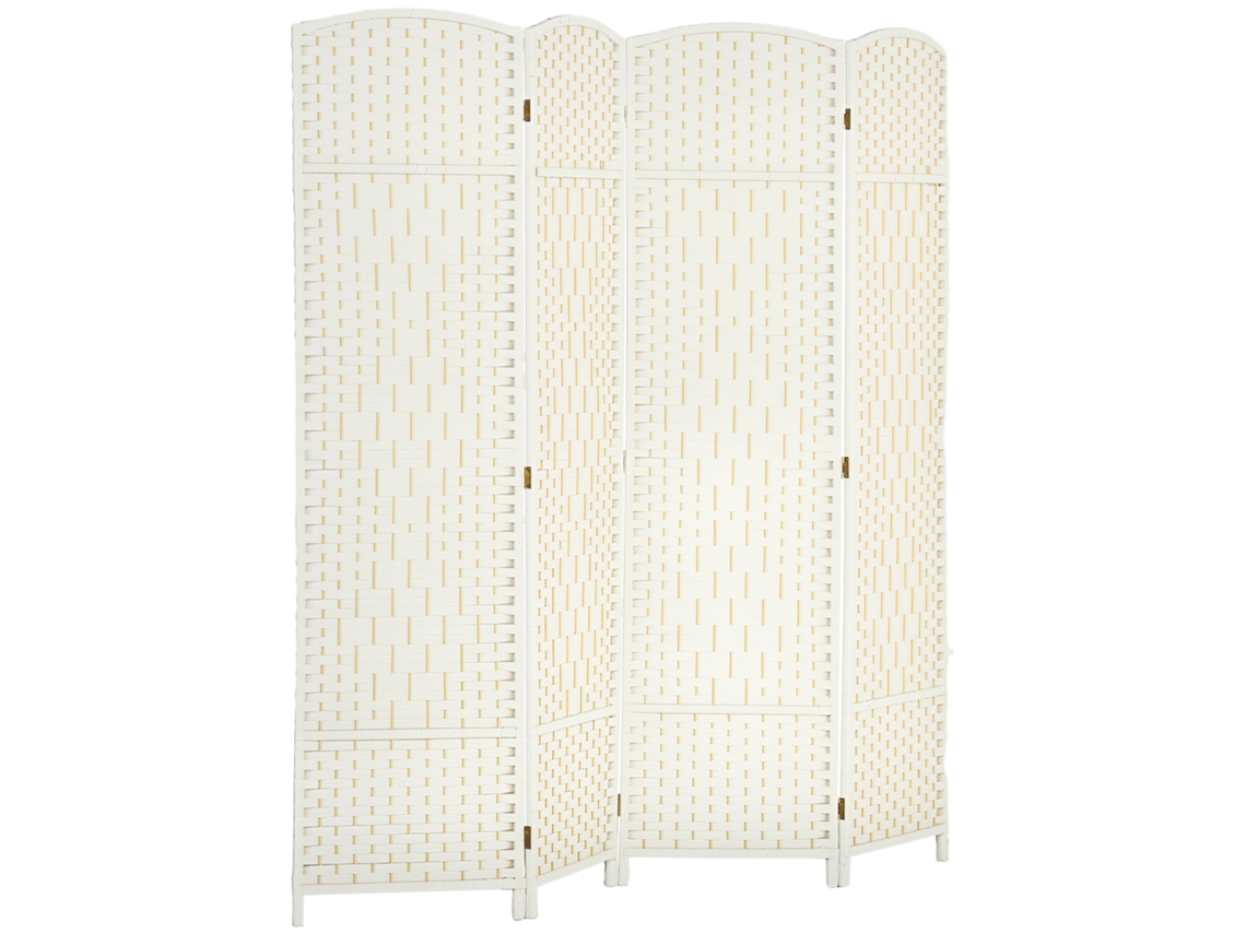 Divisória de Ambiente Dobrável de Madeira com 4 Painéis para Sala de Estar Ou Quarto, 180 X 180 Cm, Branca. CHEZMOI