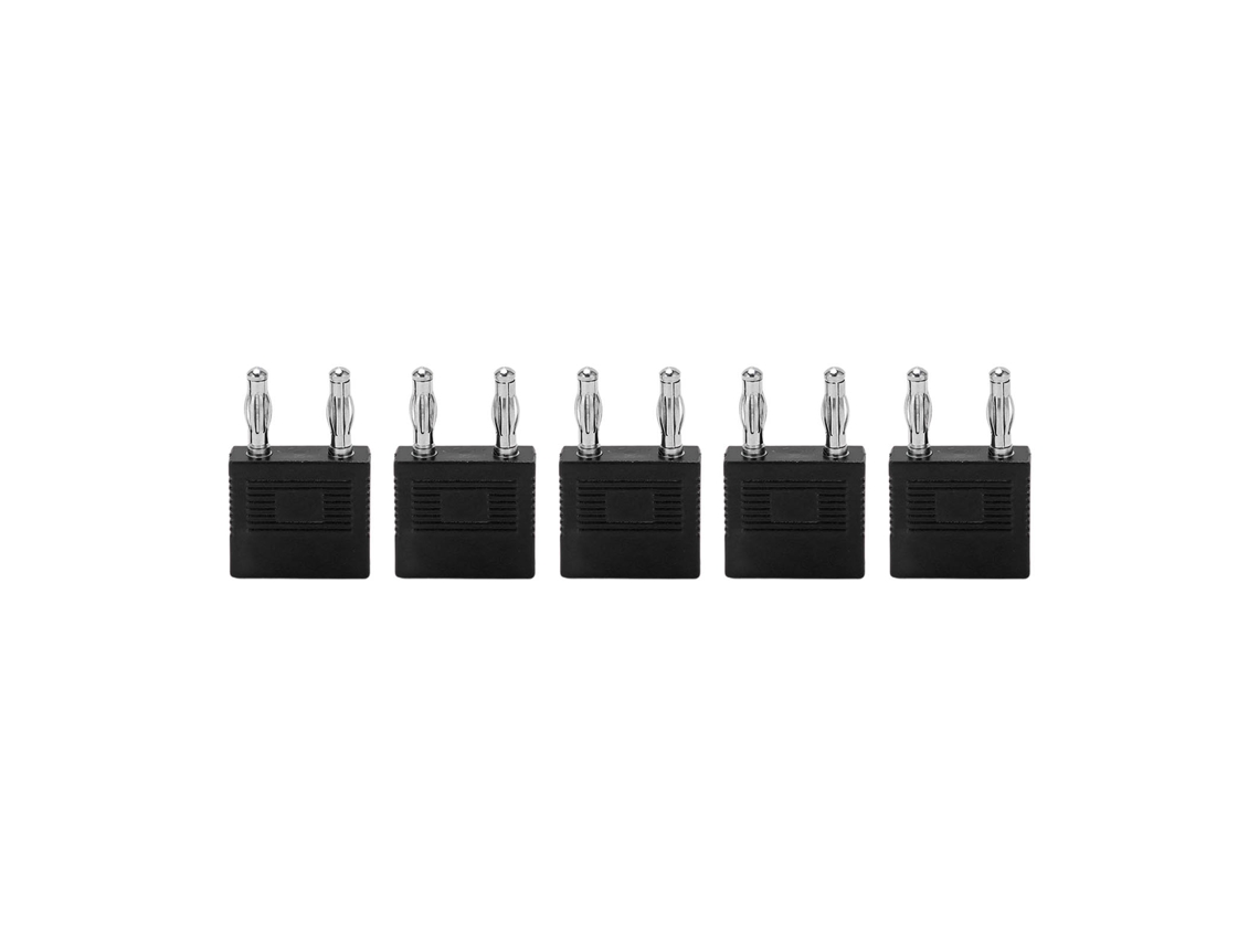 5pcs Plug Banana Duplo 1 Fêmea 2 Machos 14mm 4mm Preto