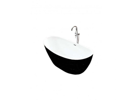 Maya Banheira Ilha Banheira Oval Moderna e Clean Acrílico Preto 80X150X68Cm