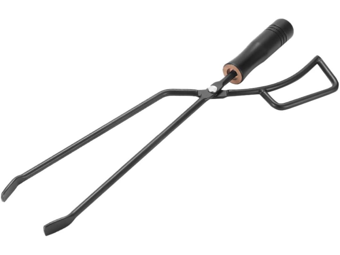Pinça Com Cabo De Madeira Iplusmile Para Churrasco E Lareira Externa, Ferramenta De Ferro Resistente Para Mover Lenha E