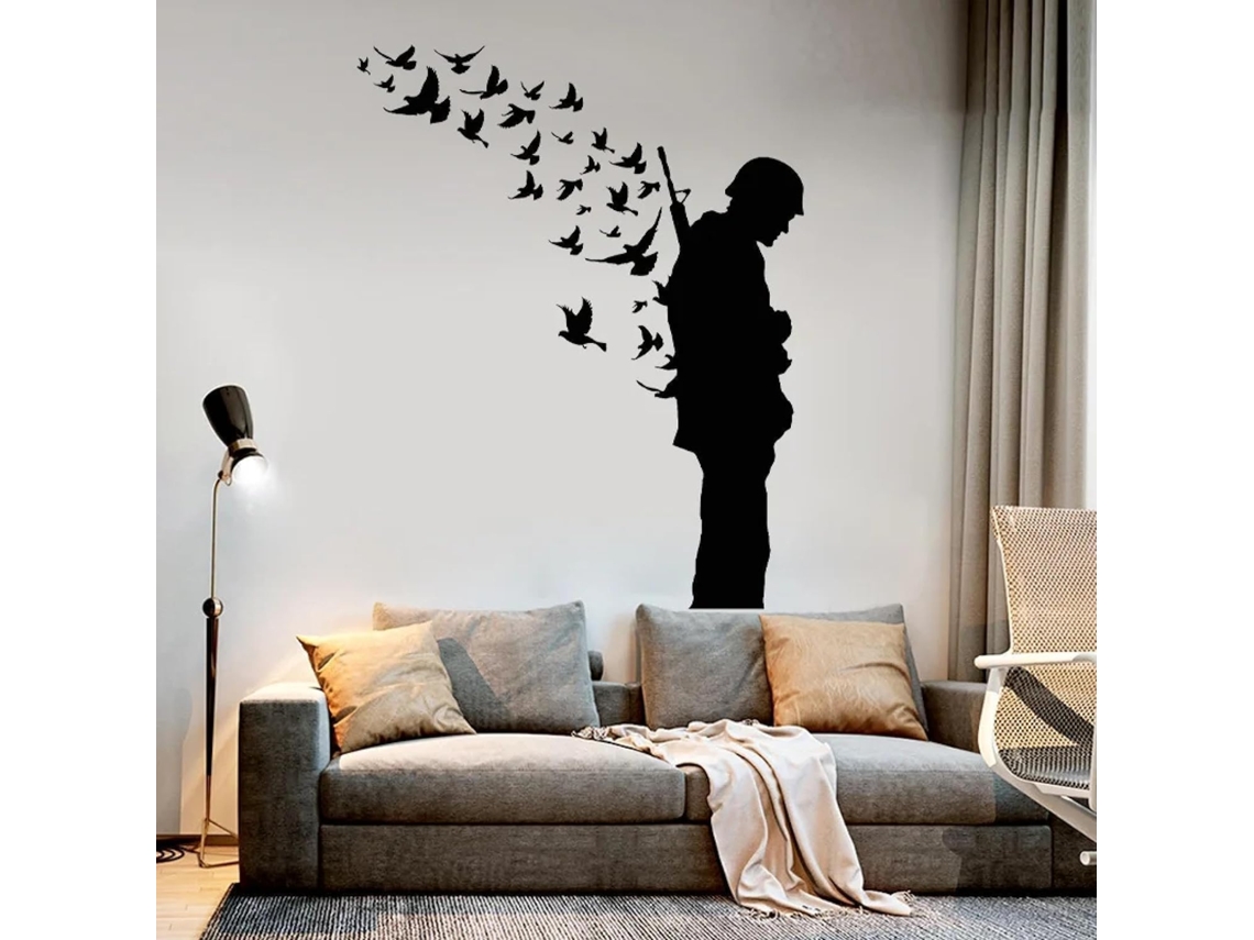 Adesivos Murais Representando Soldados Oiseaux E Des Armes, Para Quartos De Garçons E Adolescentes, Decorações Artísticas Para A Casa.