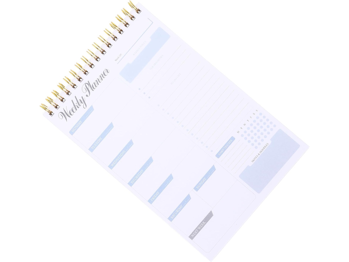 Bloco De Notas Facilmente Definido Semanal Branco Em Papel Liga de Alumínio Design Simples Delicado