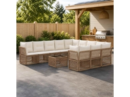 Vidaxl Conjunto De Sofá De Jardim 12 Unid. Bege Vime Pe
