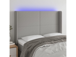 Vidaxl Cabeceira Cama C/ Luzes Led Tecido 147x16x118/128cm Cinza-claro