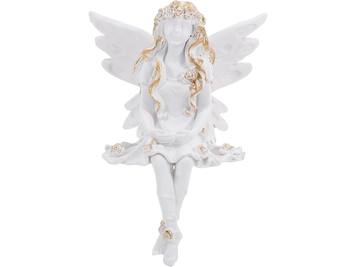 Estátua Resina Branca Única Arranjo Flores Estilo Rústico Decorativo Acabamento Sólido Ideal Casamentos GOKOCO