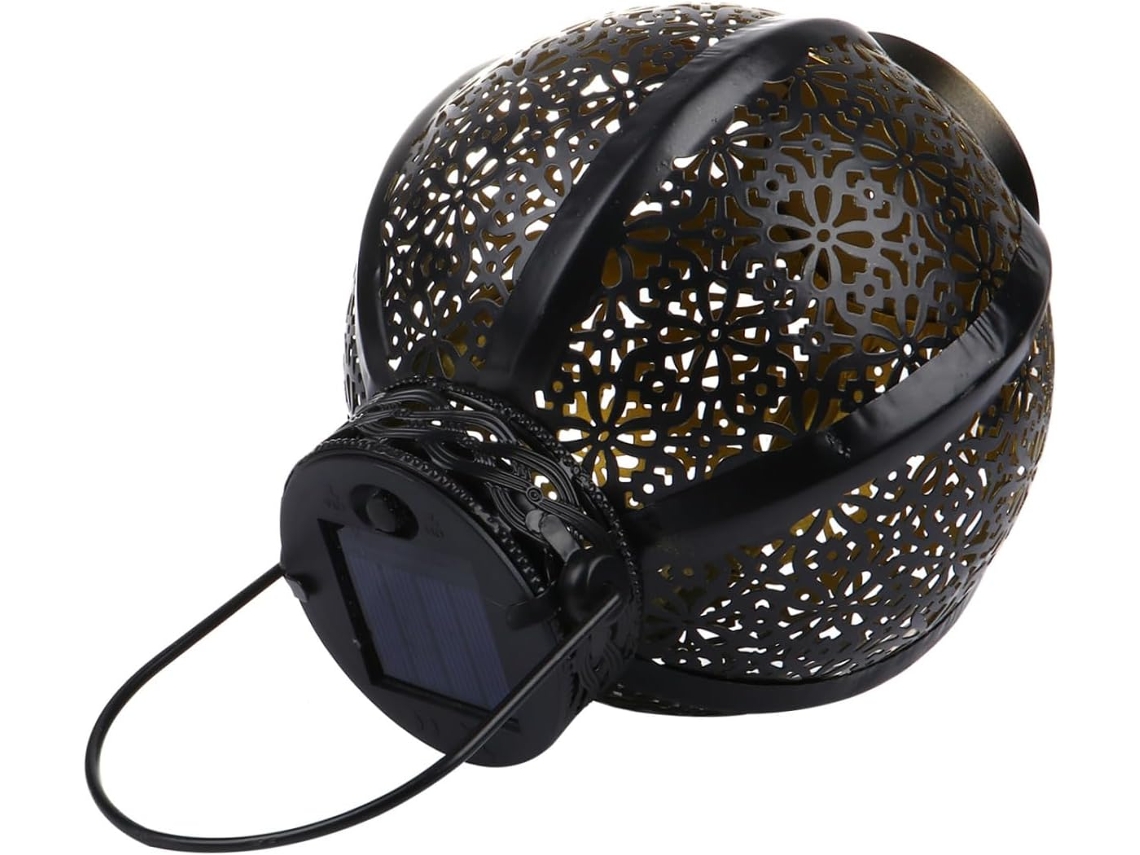 Conjunto De 2 Lanternas Solares Decorativas De Ferro Com Led Para Jardim, Luminárias Pendentes Arredondadas