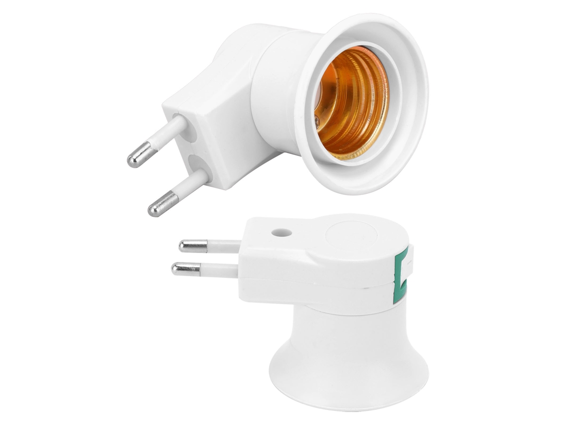 2pcs Adaptador de Tomada de Lâmpada E27 com Interruptor Base de Parafusagem Pvc Acessório Elétrico
