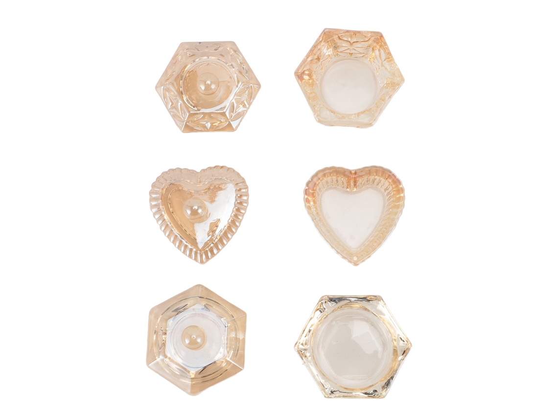 3pcs Taça De Uso Para Arte De Unhas Em Vidro Com Tampa Para Líquido Acrílico Cor Champagne