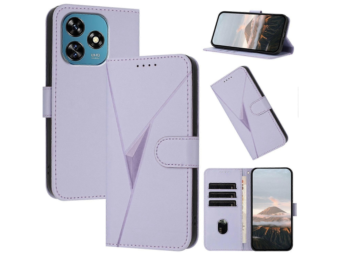 Capa De Couro Para Celular Com Fecho De Fivela E Padrão Triangular