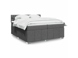 Vidaxl Cama Com Molas/colchão 200x200 Cm Tecido Cinzento-escuro