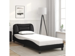 Estrutura De Cama C/ Cabeceira 90x190 Cm Couro Artificial Preto