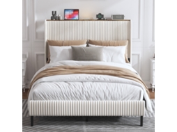 Cama De Plataforma 140x200 Acolchada Anti-derrapante Silenciosa Com Borda De Asa