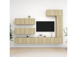 Vidaxl 7pcs Conjunto De Móveis De Tv Derivados Madeira Carvalho Sonoma