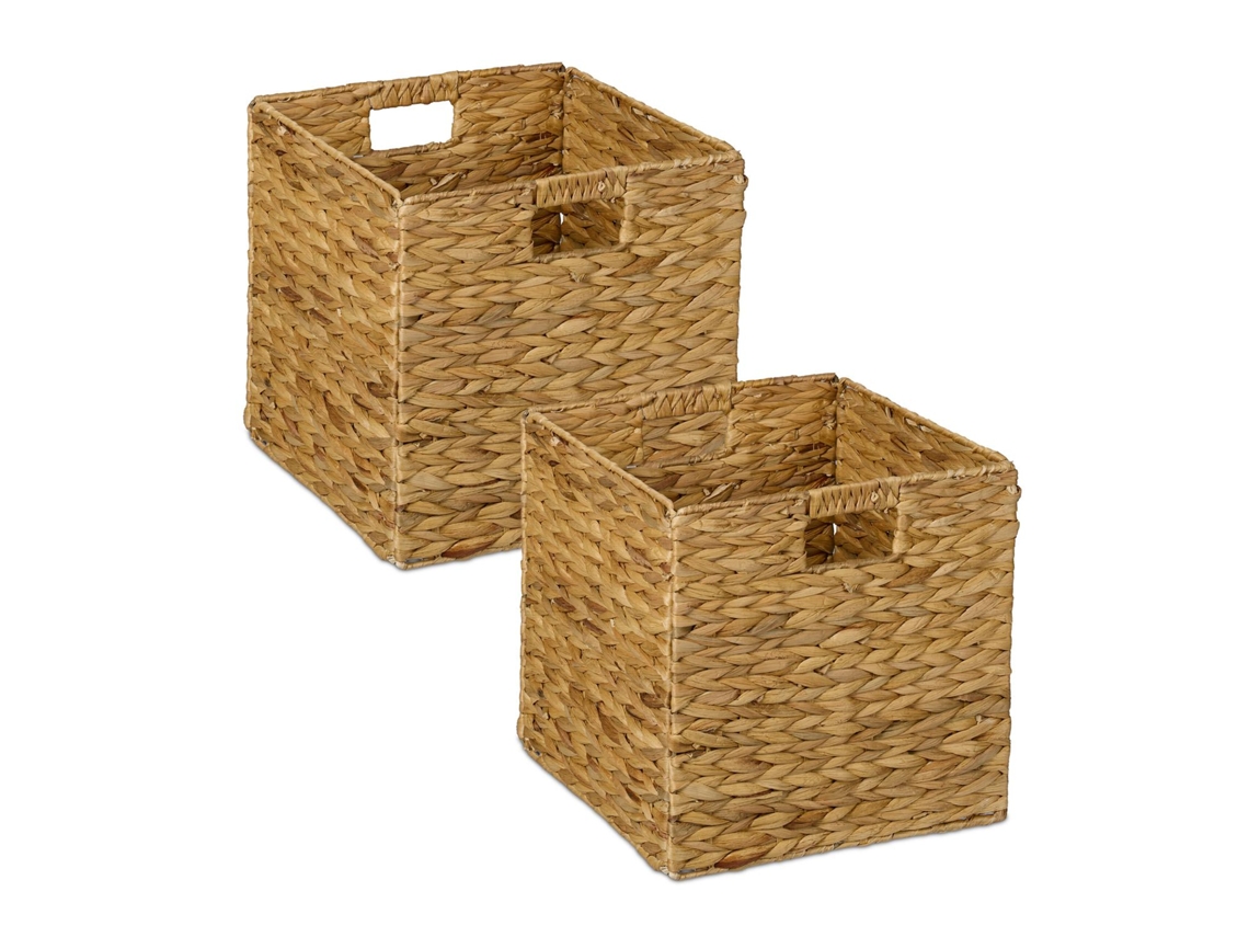 Conjunto De 3 Cestos De Armazenamento Trançados Em Jacinto-d'água