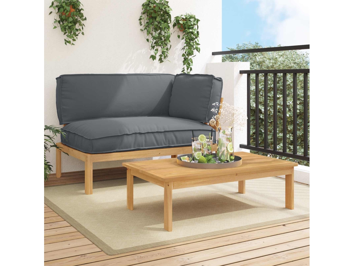 Vidaxl Conjunto De Sofás 2 Unid. Antracite Madeira Sólida De Acácia