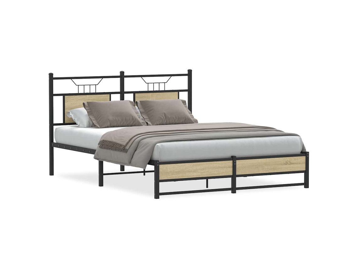 Vidaxl Estrutura Cama S/ Colchão Derivados de Madeira Carvalho Sonoma