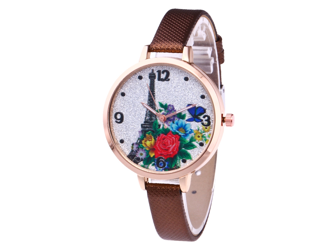 Relógio de Pulso Feminino Casual Elegante de Quartzo Moda Presente Café