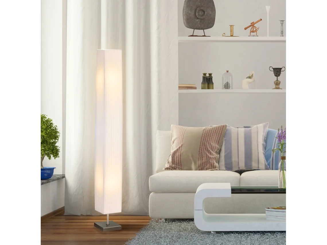 Luminária De Pé Moderna Para Sala Estar, 120 Cm, Branca, Com Interruptor.