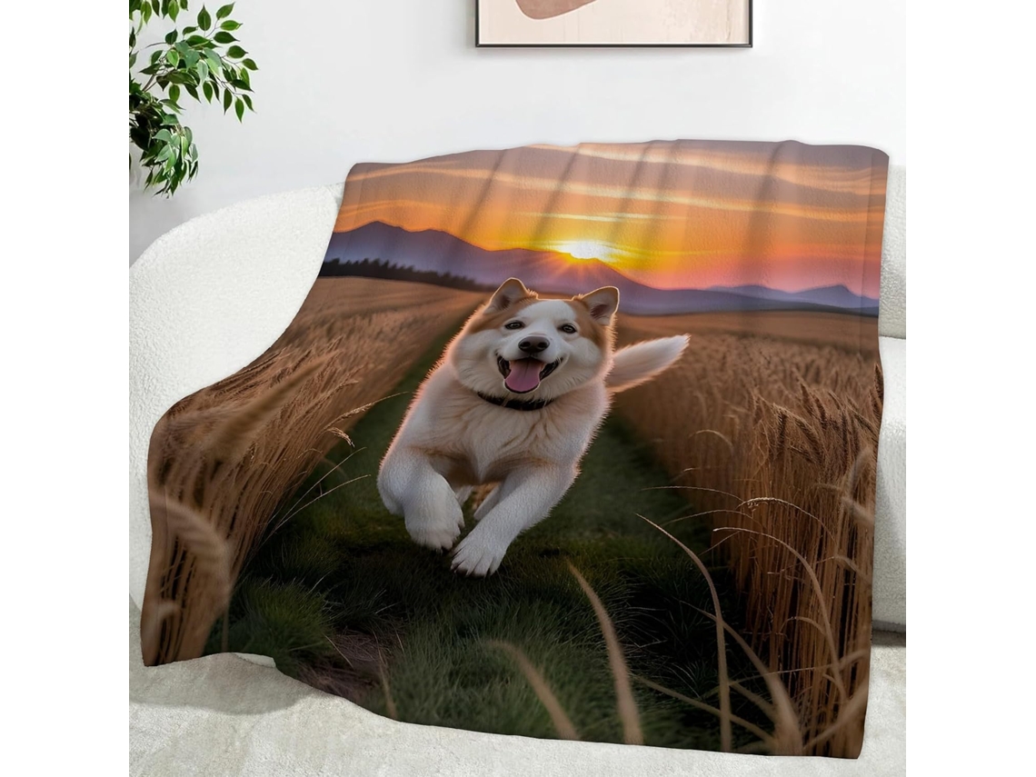 Manta Campo de Trigo para Cães Trenó Flanela Multifuncional Macia e Aconchegante 180x200 Cm Cochilo no Escritó