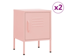 Vidaxl Mesas De Cabeceira 2 Pcs 35x35x51 Cm Aço Rosa