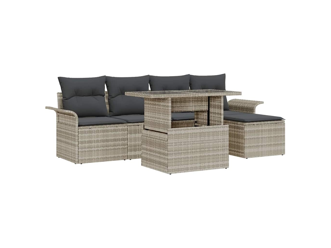 Vidaxl Conjunto De Sofá De Jardim 6 Unid. Cinzento-claro