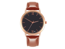 Reloj De Cuarzo Con Correa De Cuero Pu Fashon Dial Redondo Simple Pulsera Café Claro