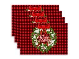 Sousplat de Natal em Linho Decoração de Mobiliário Isolante e Antiderrapante NEVEANCE