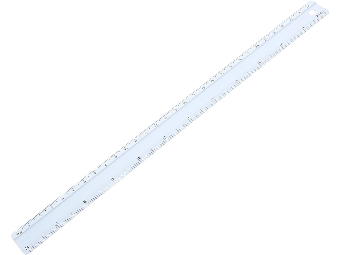Régua De Metal Liga Alumínio 30cm Com Marcadores Centímetro E Pés Para Medições Precisas, Ferramenta De Desenho Para