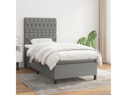 Cama Com Molas/colchão 90x200 Cm Tecido Cinzento-escuro