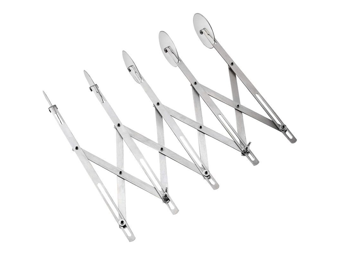 Cortador de massa ajustável de 5 rodas em aço inoxidável para bolos, pizzas e doces.