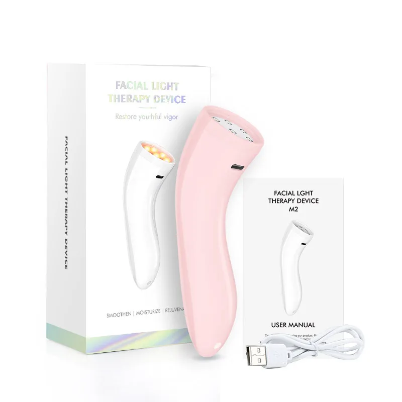 Massageador Facial Led Recarregável (rosa)