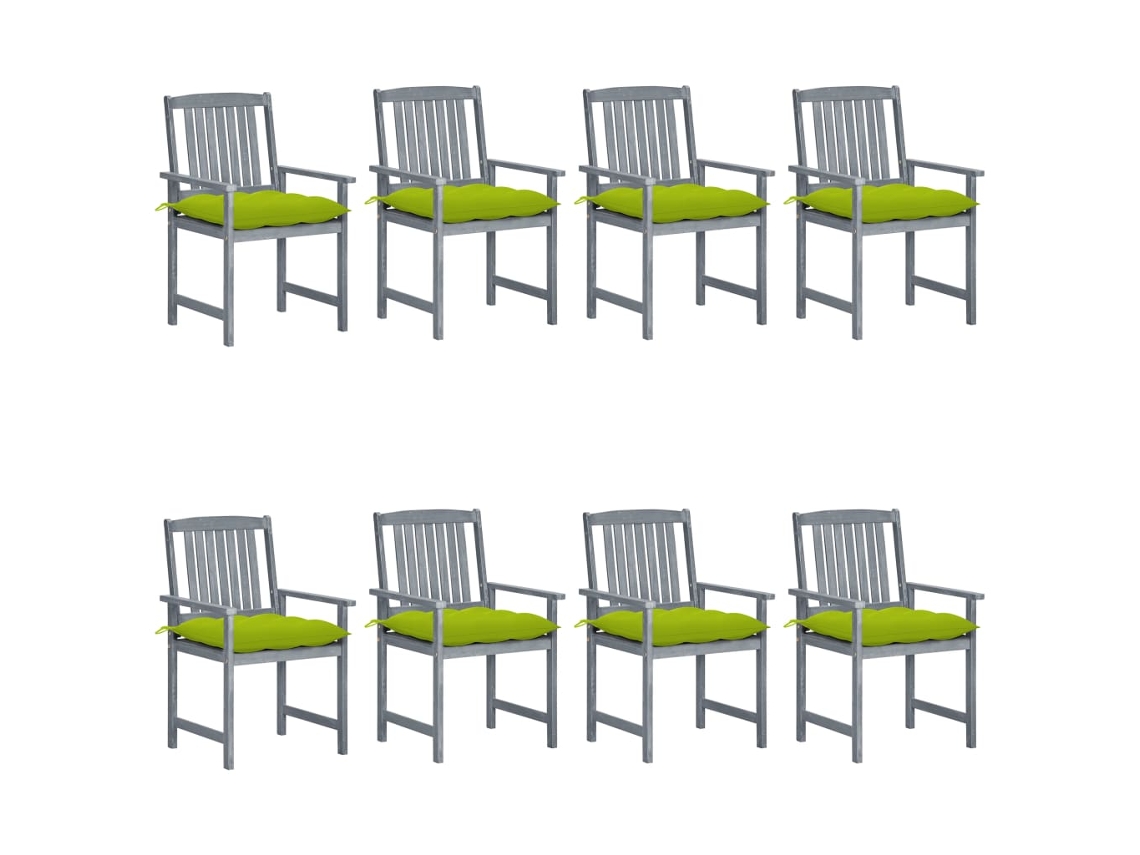 Vidaxl Cadeiras De Jardim C/ Almofadões 8 Pcs Acácia Maciça Cinzento