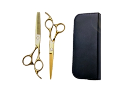 Kit De Tesoura De Corte Cabelo, 3pcs Ferramenta Profissional Para Corte E Aparar Cabelos Com Precisão (dourada) Cuich