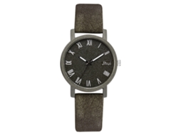 Relógio Feminino Simples com Pulseira Pu e Quadro Redondo de Liga (verde)