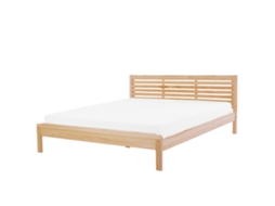 Cama de Casal BELIANI Carnac de Madeira de Seringueira Castanho Claro 180x200
