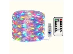 Cordão de Luzes Usb Céu Estrelado, Fio de Cobre Prateado, 8 Modos de Iluminação, com Controle Remoto. MDUG (5m50 Leds Coloridos)