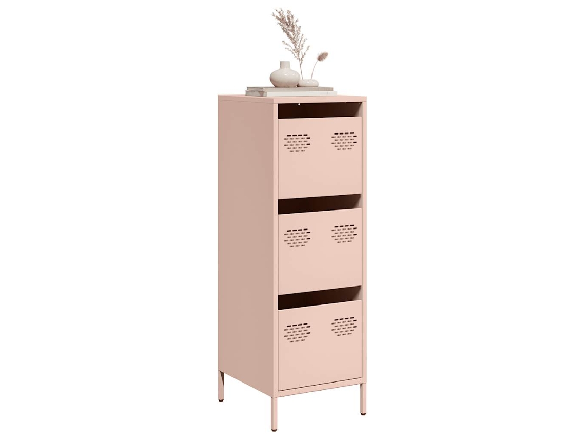 Vidaxl Aparador Alto 39x35x103,5 Cm Aço Rosa