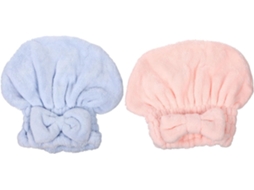 Toalha Turbante De Cabelo Em Fleece Coral Grosso Com Design Elástico