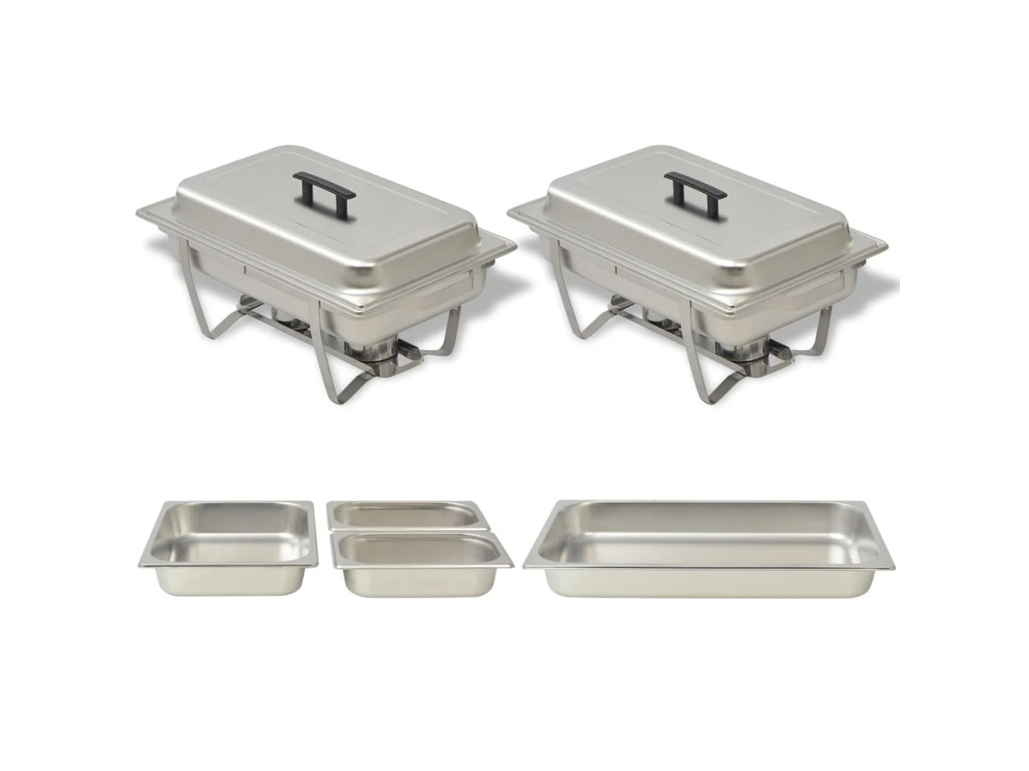 Conjunto 2 Rechaud VIDAXL Silver Stainless Steel