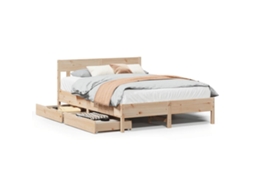 Cama Sem Colchão 140x190 Cm Madeira de Pinho Maciça MAISON EXCLUSIVE