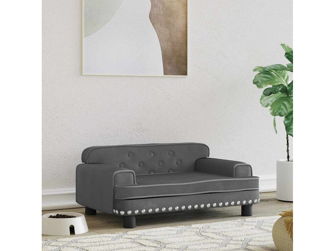 Vidaxl Cama 70x45x30 Cm Veludo Cinzento-escuro