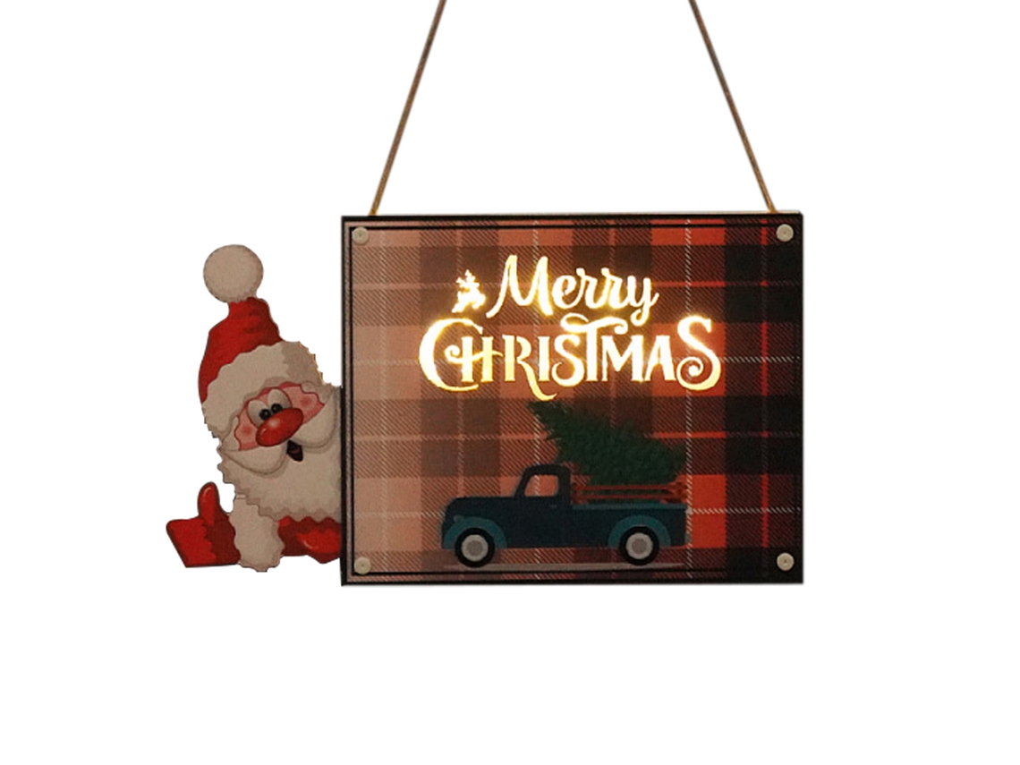 Laxiscreed Sinal De Natal Em Madeira Com Luz Led Para Idosos E Carros, Estilo Xadrez Vermelho